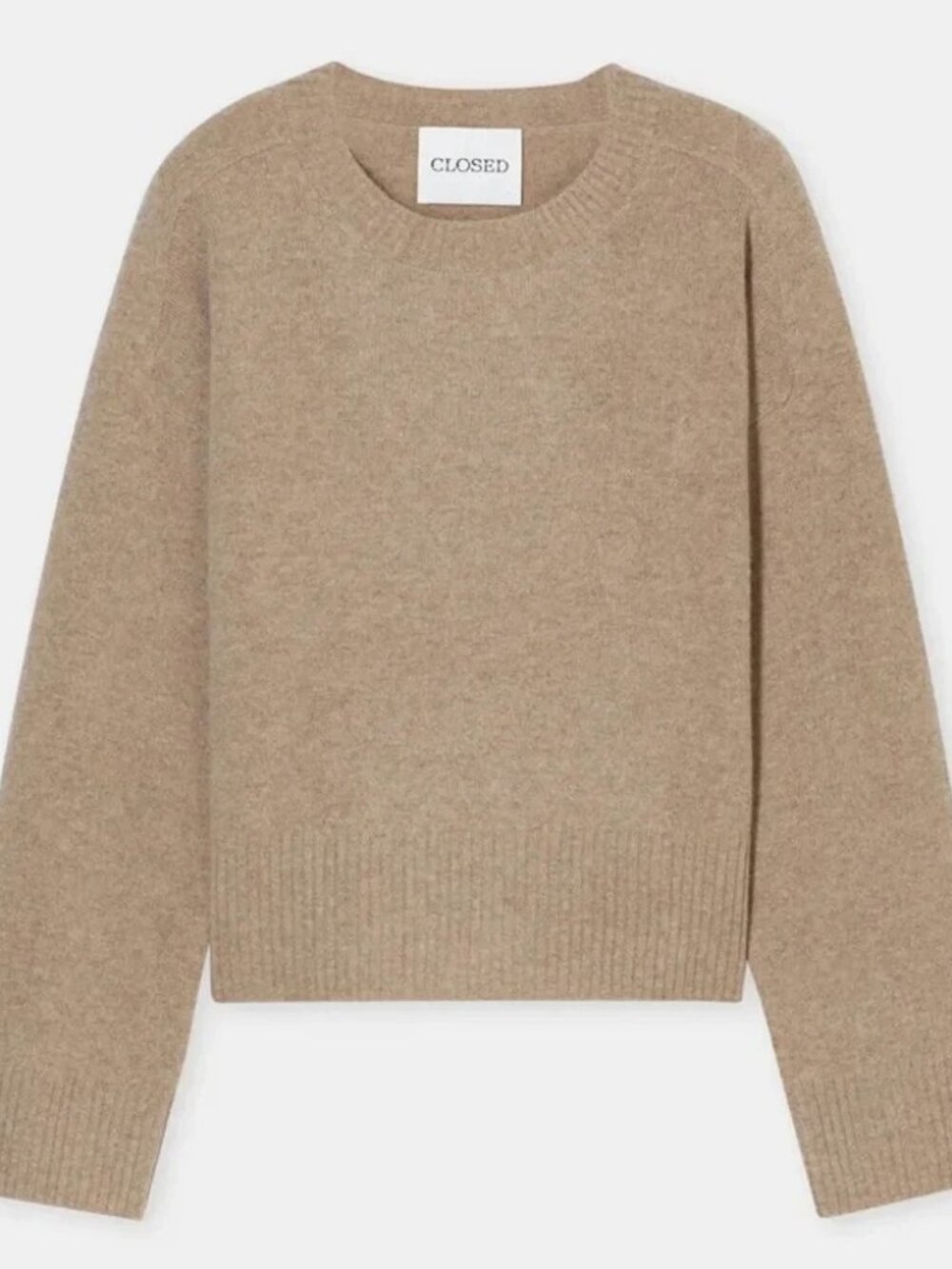 Closed Women's Sold out Wool round Crew neck Chino Beige jumper Wool Sweater XS